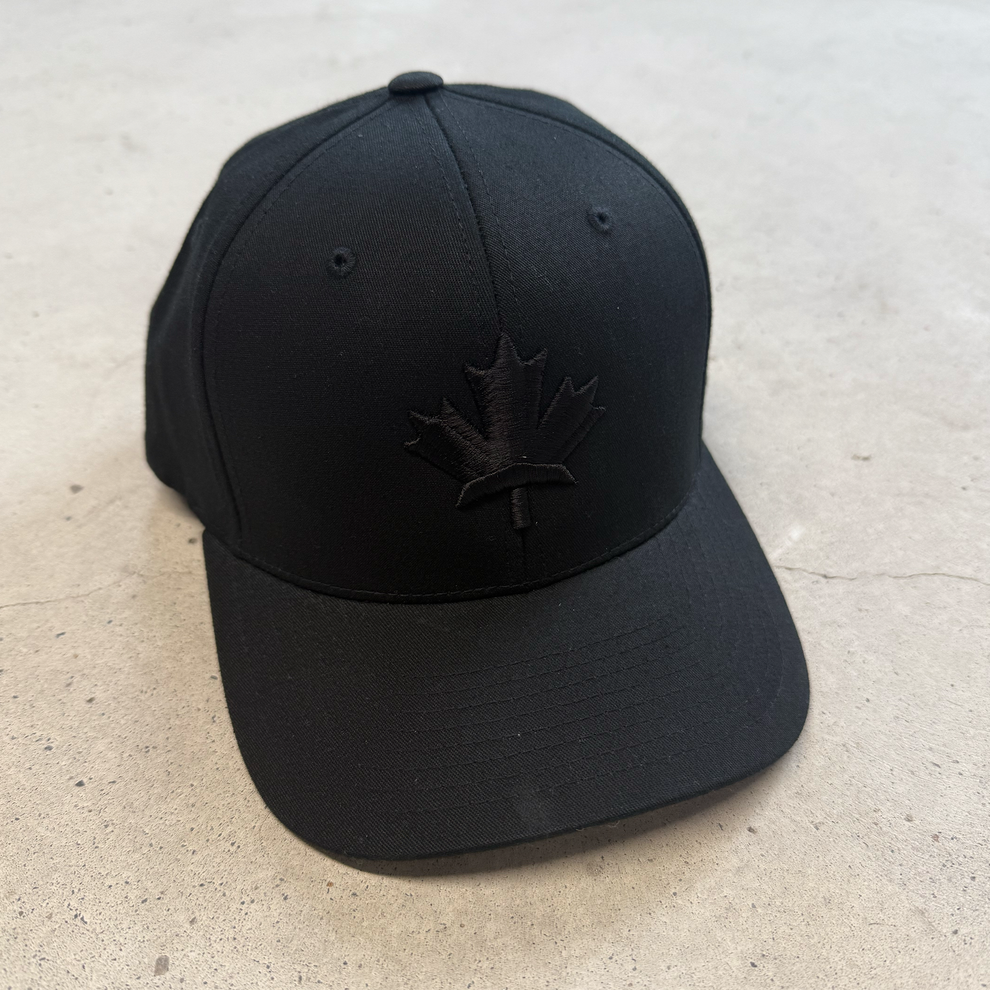 Maple Leaf Flex Fit Embroidered Cap - Black