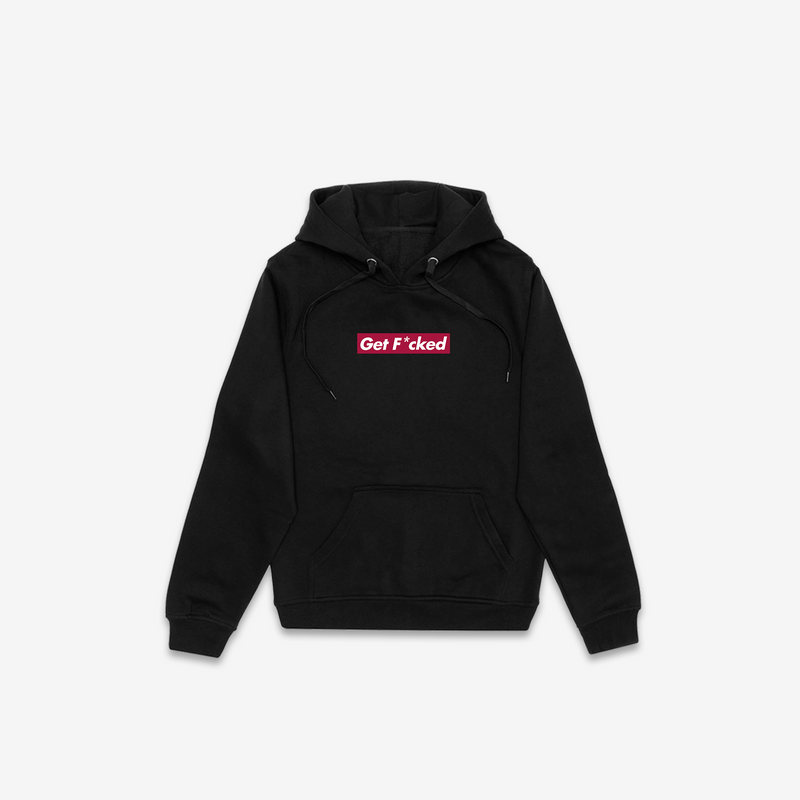 Get F cked Box Logo Hoodie Black