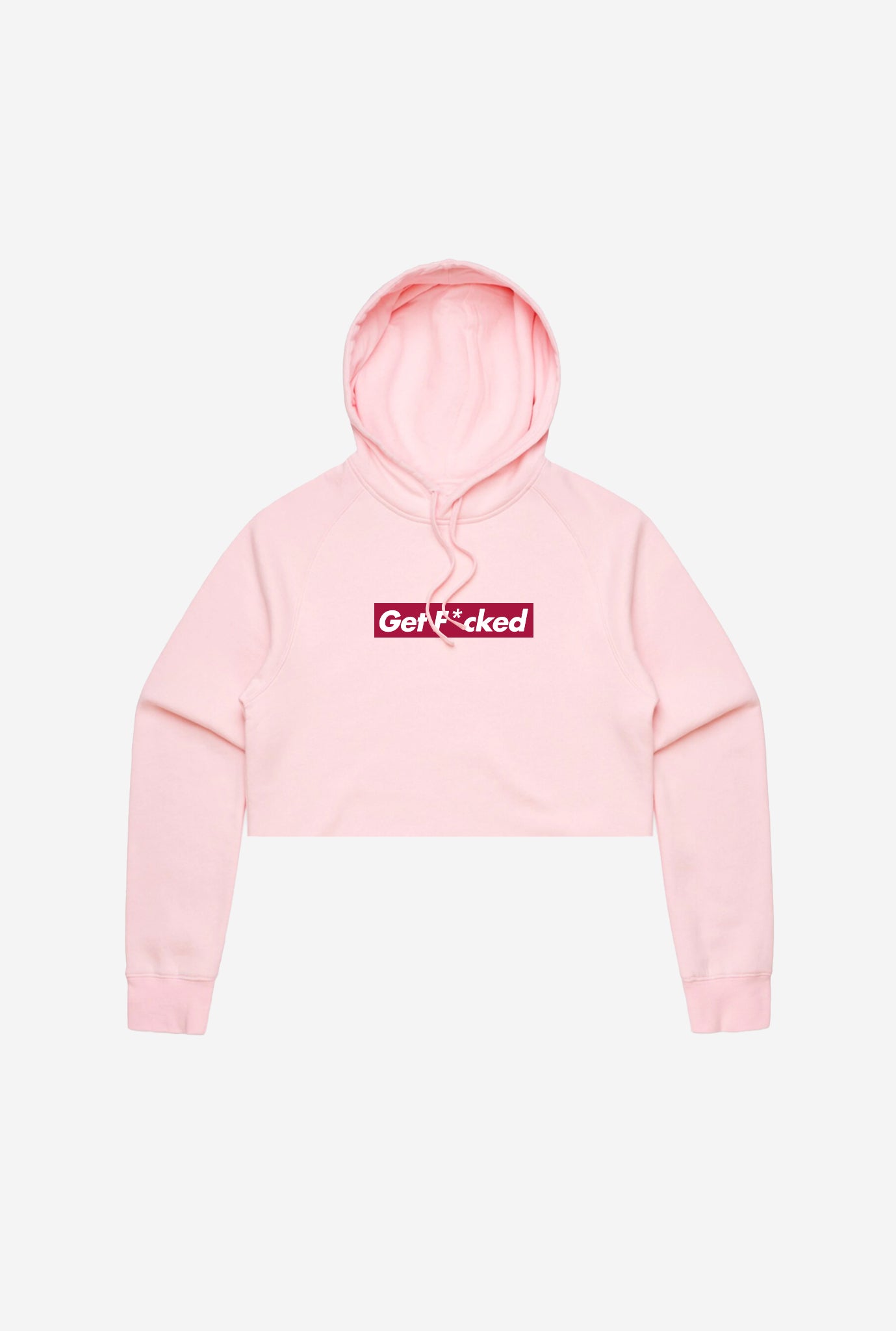Get Fucked Box Logo Cropped Hoodie - Pink